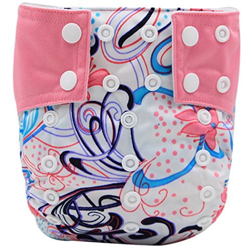 Happy Cherry Pink Flower Cloth Baby Swim Nappy Pant Washable Reusable One Size Breathable Cover for Baby Girls