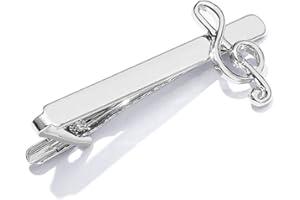 WOWOWO Barras de Corbata de Negocios Clip de Corbata para Hombres Creativo Plata Clips de Moda de Alta Gama Regalos Encantos Joyería Pines Música Nota Decoración Camisa Traje Accesorios
