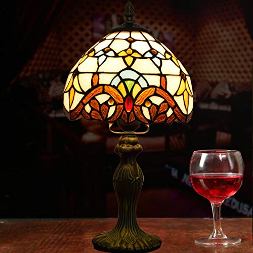 YJFFAN Tischlampe-Retro Tiffany 8-Zoll Gefärbte Glas Augenschutz Lampenschirme Schreibtisch Leuchten, Indoor-Beleuchtung Leselampe E27 (Glühbirnen Nicht Enthalten)