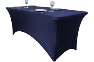Dololoo Stretchable Tablecloths 6ft for Rectangle Tables, Fitted Spandex Rectangular Patio Table Covers, Market Stall Table Cover, Wedding, Party, Kitchen, Beauty Event Decoration