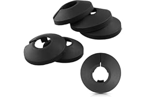 EASYKEENECOM Pack of 6,15mm Plastic Radiator Pipe Covers Black Pipe Collars Split Plastic Lightweight Escutcheon Cover Plate for Wall Pipe Tube Decoration