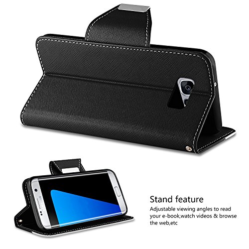 Vakoo Funda Galaxy S7 Edge  Samsung Galaxy S7 Edge Carcasa Case Cuero Premium PU Estilo Libro Tel  fono M  vil Protectora Cover para Samsung Galaxy S7 Edge  Negro Blanco 