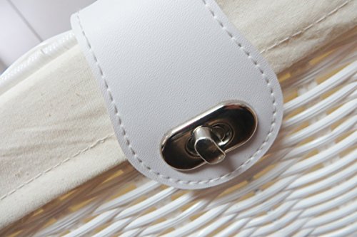 Arpan Medium Wäsche Korb mit Deckel und Futter Aufbewahrungskorb mit herausnehmbarem Futter, – weiß - 3