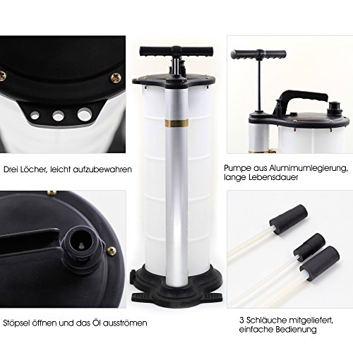 BAYTTER® Motor Öl Absaugpumpe KFZ Ölpumpe 9L mit 3 Schläuchen - 3