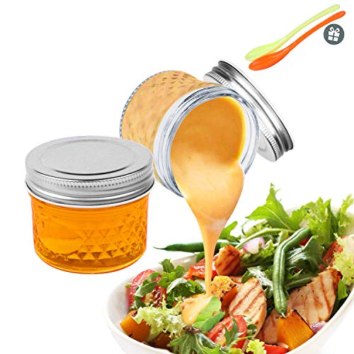 LATOW - Juego de 2 tarros de Cristal de 100 ml con 2 cucharas medidoras para lavavajillas, tarros de Mermelada y Cristal para la Cocina