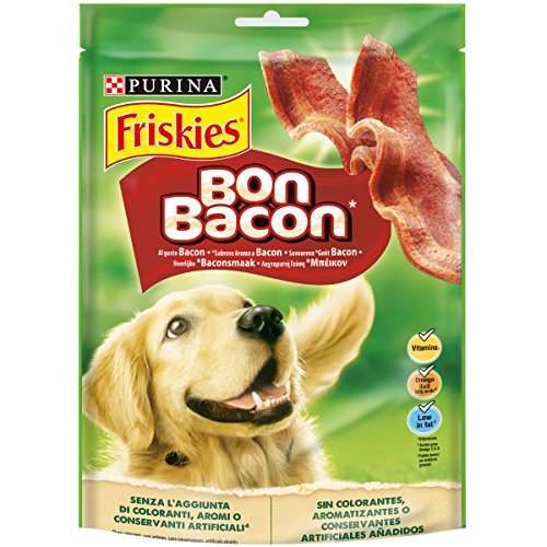 Purina Friskies Bon Bacon Snack Cane Strisce all'Aroma di Bacon, 6 Confezioni da 120 g Ciascuna