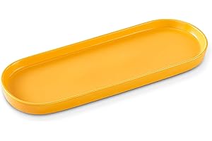 COSYCORNER Ceramic Sink Tray, Bathroom Counter Tray, Bathtub Tray, Cosmetics Dish, Candle Tray, Perfume Shampoo Liquid Soap Tray Simple Style Design Suit for Bathroom and Kitchen (Yellow)