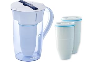 ZeroWater Combo Caraffa filtrante per acqua 2,4 L, 3 filtri e misuratore della qualitá dell'acqua inclusi, Plastica priva di BpA e certificato per la Riduzione di Piombo e Altri Metalli Pesanti