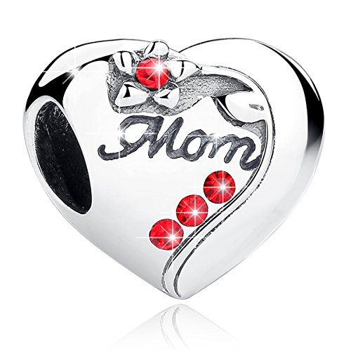BAMOER donne e ragazze amore per famiglia cuore, perline in argento Sterling 925 e argento-placcato-base, colore: Mom, cod. SCC004+BZ0041