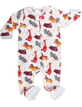 Elowel Baby Jungen Grobe 68 - 110 Einteiler Strampler Schlafanzug Schlafoverall Sand-LKW Vlies