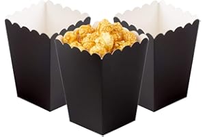 We Moment Zone 24 Stück Popcorn Tüten Schwarzer,Popcorn Boxen Klein,Mini Popcorn Behälter,Popcorn Kästen Schwarzer aus Papier für Familienfeier,Geburtstagsfeiert Partys