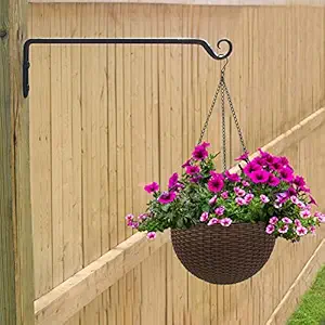 FEELING MALL Self-Watering Hanging Planter Baskets with Water Reservoir Fill Indicator, Espresso, Self Watering Round Resin Flower Pot Set for Flowers Plants, for Home & Garden, Porch or Balcony
