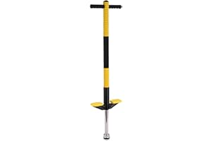 Relaxdays Pogo-Stick Robuste pour Enfant jusqu'à 35 kg, extérieur, Jaune, 95 x 24 x 6 cm