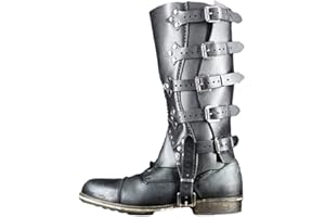 DARABUN Vintage Leg Protection Gaiters - Adjustable PU Leather Buckle Shoes Cover Medieval Boots Gaiters Hiking Shin Guard Armor for Men Women Cosplay Costume Accessories
