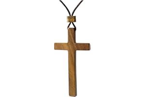 Xianli Wang Grande Collar Colgante de Cruz de Sándalo para Hombres Mujeres Cadena de Suéter Informal con Arbolado