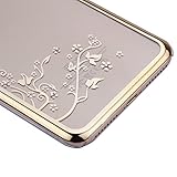 FESELE Crystal Hart Schutzhülle für [iPhone 7 Plus] Überzug Gold Luxus Bling Kristall Strass Diamant Glänzend Glitzer Schmetterling Durchsichtig Hülle Transparent Plating Case Kunststoff Hart PC Clear Handyhülle für iPhone 7 Plus + Blau Eingabestift Stylus Touch Pen-Überzug Gold,Schmetterling - 4