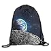 Produktbild EELKKO Drawstring Backpack Gym Bags Storage Backpack, View of Earth from Moon Surface Lunar Satellite Spacewatch Tracking Project,Deluxe Bundle Backpack Outdoor Sports Portable Daypack