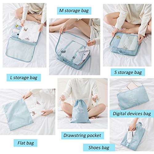 Overmont-Ensemble-de-7-Organisateurs-de-Voyage-Organisateur-de-Bagage-Sacs-de-Rangement-Cube-pour-des-Vtements-Cosmtiques-Chaussures-bleu-foncbleurose