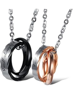 Jewow Schmuck Edelstahl Verliebte Paar Halskette Anhänger mit Versprechen für Sie und Ihn