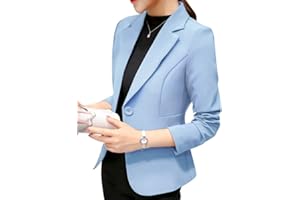 ANYUA Chaqueta de Traje,Mujeres Color Sólido Corto Oficina Carrera Blazers
