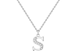 cotigo - Collana con lettera iniziale in acciaio inox con pietra di zirconi scintillanti - Collana donna con ciondolo lettera A-Z - Ciondolo iniziale con nome - Regalo per donna, festa della mamma,