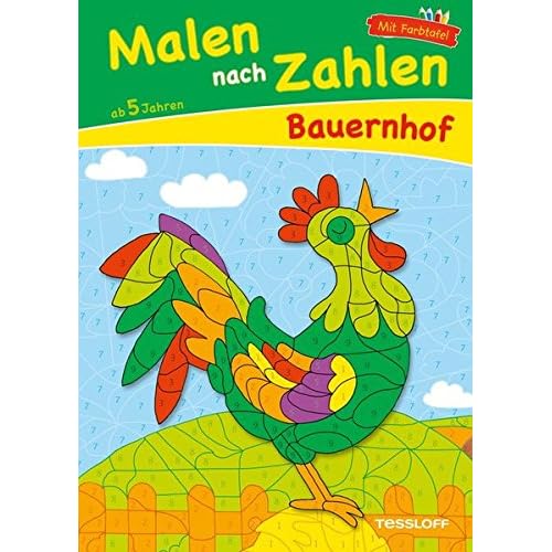 Malen nach Zahlen Bauernhof ab 5 Jahren: Ausmalen, Zahlen und Zählen üben