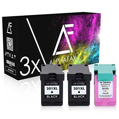 3 Alphafax Tintenpatronen kompatibel zu HP 301XL CH563EE CH564EE Envy 4500 4504 4505 4506 5500 5530 5535 5500 e-All-in-One Series OfficeJet 2620 2622 4630 4632 4639 2600 Series - Schwarz je 20ml, Color 21ml