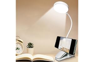 ZEYACHAN ADDVOPE Lampe de Bureau Sans Fil,Lampe Clips Dimmable,3 Modes de Couleur de Luminosité,Lampe de Lecture Rechargeable,Lampe Bureau pour Enfant,Col de Cygne Flexible 360°