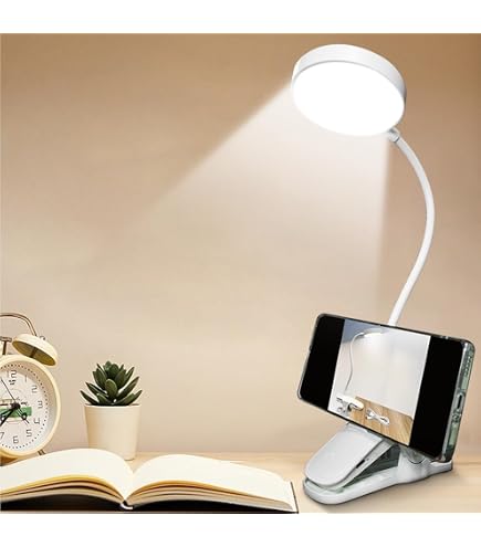 GcSige LED Desk Lamp With Clamp – Rechargeable Eye-Caring Clip Light, 3 Color Modes, Stepless Dimming, 3000mAh Battery, Flexible Gooseneck - View #5
