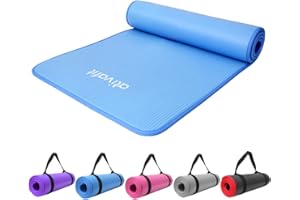 ATIVAFIT NBR Yoga Mat - 10MM Thick, 183cm x 61cm Non Slip Mat with Strap, Ideal for Pilates, Sit Ups, Planks, Stretching, Push Ups and More