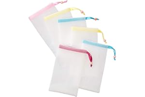LABSTANDARD Seifensäckchen 6 Stück Seifenbeutel Nylon mit Kordelzug Seife Mesh Tasche für Baden Gesichtsreinigung Werkzeug Körper Peeling Badreinigungszubehör für Seifenreste Viel Schaum
