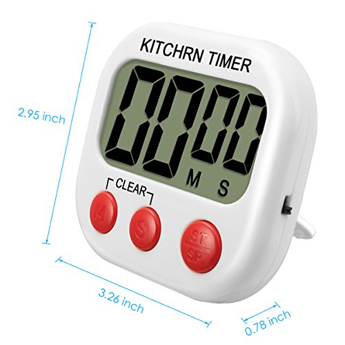 Digital Küchen Timer,EIVOTOR Elektronische Speicher Timer Digital Timer Erinnerung Kunststoff Küchenwecker Kurzzeitmesser Digitaler Kitchen Timer Magnetisch Stoppuhr Küchenuhr mit großem LED Bildschirm und Magnet und Alarm für Spiele Sport Büro Ruhen Studium und die Küche zum Kochen Backen(ohne Batterie) - 2