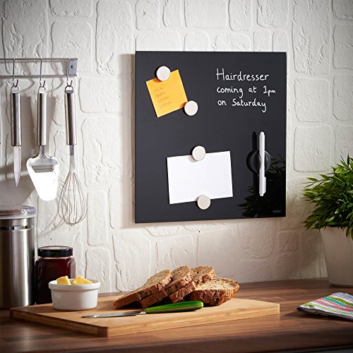 VonHaus Magnetisches Memoboard 350mm x 350mm aus Glass, Pinnwand, Notiztafel mit GRATIS Zubehör – Stift, zwei Stilvolle Magnete und ein Magnetischer Radierer (Schwarz) - 2