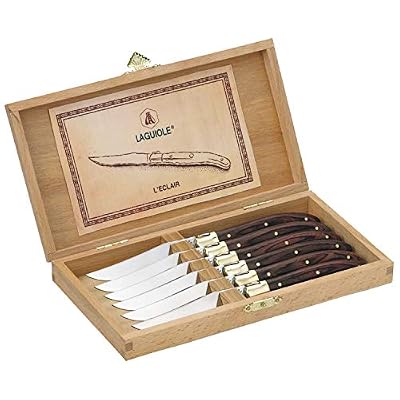 Laguiole - Coffret 6 couteaux de table - Manche en bois de Palissandre - Acier Inoxydable