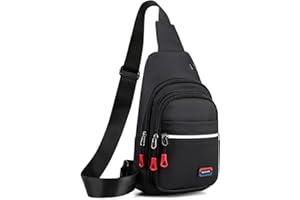 A-QMZL Zaino Monospalla da Uomo, Borsa Tracolla Piccolo Cross body Sling Bag Casual Impermeabili con Striscia Riflettente (Nero)