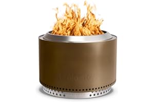 Solo Stove Yukon 2.0, hoguera sin humo de 27 pulgadas con cenicero extraíble, chimenea portátil de acero inoxidable para exteriores, acero inoxidable, ideal para 6 o más personas, 38 libras, bronce