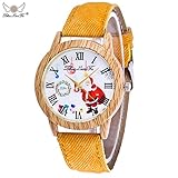 Junjie Dame Armbanduhr Männer Herren Fitness Frauen Vogue Tischuhr Smartwatch Älteres Muster Holzmaserung Denim Band Lederband Uhren Edelstahl Armband Sport Leather Freizeit Kind Exquisit Analog