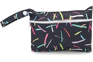 Qiantull Mini blöjväska med färgglada djurmönster vattentät wetbag skötväska 22 x 15 cm liten våt väska blöja väska våt torr duk organisering väska för spädbarn simning resor strand, Silverljus