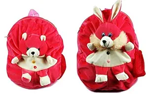 Blue Tree School Bag for Kids/Girls/Boys/Children Plush Soft Bag Backpack Teddy Rabbit Cartoon Bag Gift for Kids Cartoon Toy Cute Birthday Return Gift/ School Bag/ Travelling Carry Picnic Bag/ Teddy Bag For Children (Rani Pink_3 to 5 Year)