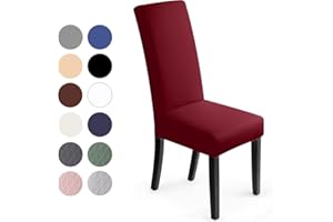 BALLADHOME Stuhlhussen 4 Stück Stretch-Stuhlbezug elastische moderne Husse Elasthan Stretchhusse Stuhlbezug Stuhlüberzug bi-elastic Spannbezug sehr pflegeleicht und langlebig Universal (Packung von 4, Rotwein)