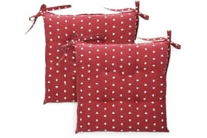 Russo Tessuti 6 Cuscini Sedie Cucina Coprisedia Cuori Pois Imbottiti Laccetti Bordeaux