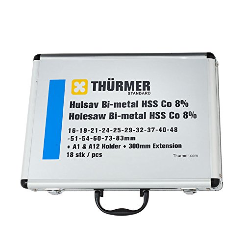 Thürmer Tools 16-83 MM + 2 ADAPTER LOCHSÄGE SATZ HSS-BI METALL CO8% 17 Stück. - 2