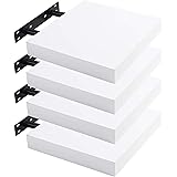 Lestarain Juego de 4 Estante Balda Flotantes Pared Madera Estanteria Pared Negra Libreria Repisas Invisibles Decorativo CD pa