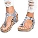 Produktbild TIFIY Pantolette Damen,Sommer Mode Zehentrenner Riemen Wedges Sandalen Plateauschuhe Badeschuhe Flip Flops Schuhe(Grau,EU 39)