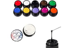 VIDAROSA 10 colores Painting Gel para pintura de uñas líneas dibujo pintar rayas patrones flores Conjunto nail art diseño de uñas Esmaltes gel UV LED Kit manicura, Blanco Negro Azul Verde Amarillo Naranja Rosa