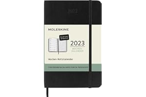 Moleskine Planer tygodniowy 2023, 12-miesięczny terminarz tygodniowy, terminarz tygodniowy, notatnik, miękka okładka, rozmiar kieszonkowy, 9 x 14 cm, kolor czarny