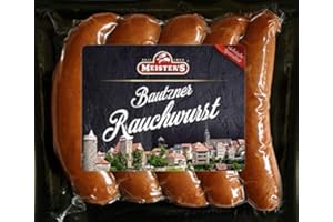 MEISTER'S Echte Rauchwurst Buchenholz geräuchert | herzhafte Bautzner Wurst Delikatesse für BBQ Grill und Pfanne | 5 x 100g