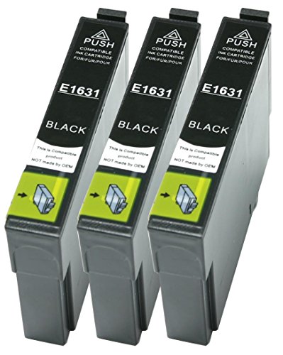3 XL Druckerpatronen nur Schwarz ersetzen Epson T1631 Nr.16 geeignet z.B. für Epson WorkForce WF-2010, WF-2510, WF-2520, WF-2530, WF-2540, WF-2630, WF-2650, WF-2660, WF-2750, WF-2760
