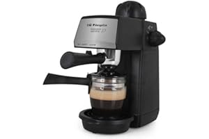 Orbegozo EXP 4600 – Cafetera a presión, 5 BAR, vaporizador, 2 a 4 tazas de capacidad, cucharilla dosificadora, jarra de cristal, 870 W