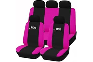 Susy Shop Coprisedili auto universali Made in Italy - Racing - schienali posteriori con 2 zip - airbag compatibili (Nero/Fucsia AP)